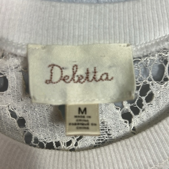 Anthropologie Deletta Floral Lace Sheer Cream Crop Tank Top Medium - Picture 2 of 5